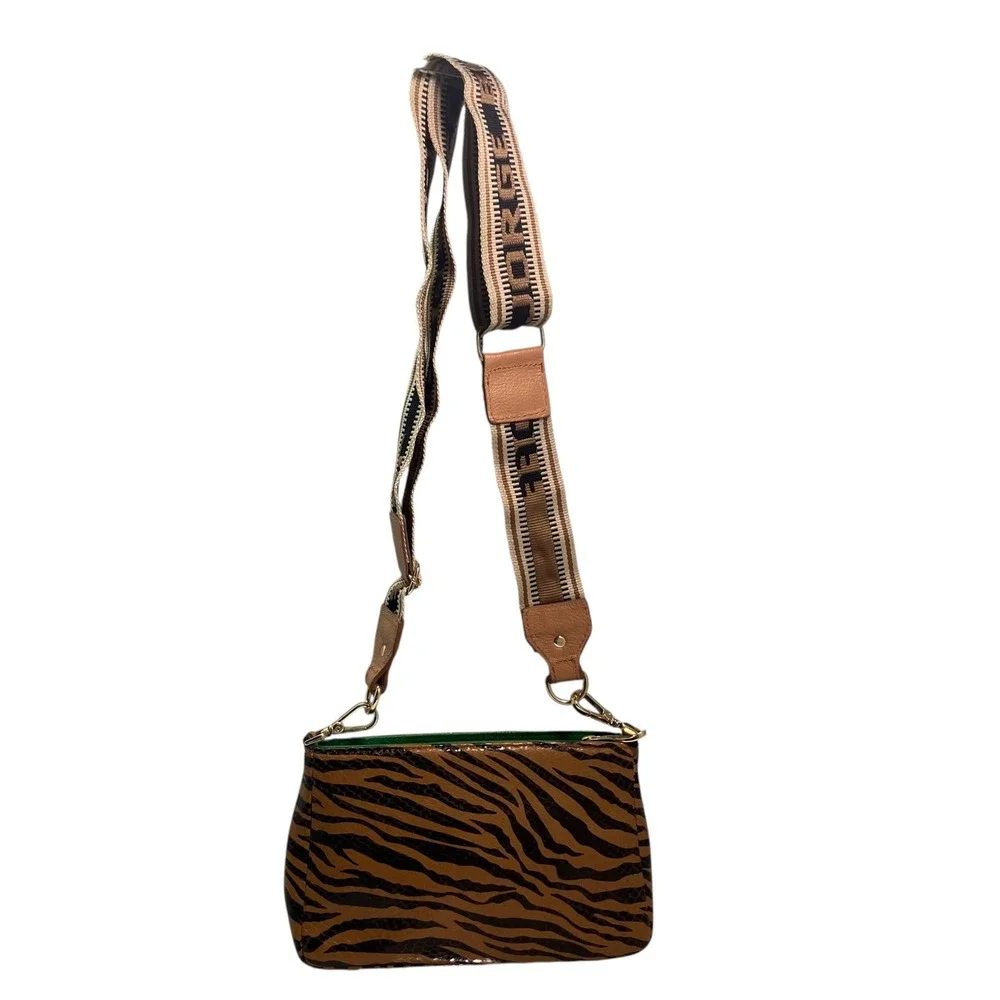 Jorge Bischoff Tiger Print Crossbody Bag Adjustable Purse Guitar Strap